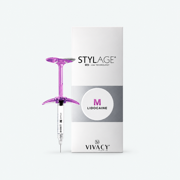 Stylage Bi-Soft M Lidocaine, förpackning och spruta